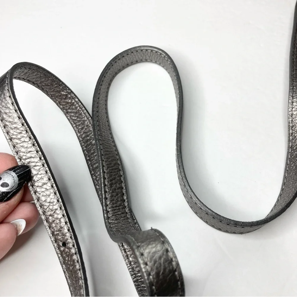 Michael Kors Metallic Silver Leather Chrome Buckle Lock Crossbody in EUC_8